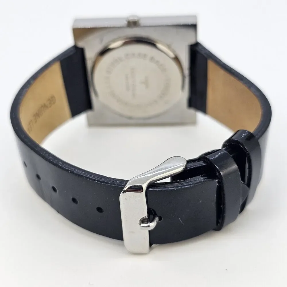 TOKYObay Women's Watch 38MM Flowers Square Case Black Leather Bands New‎ Battery
